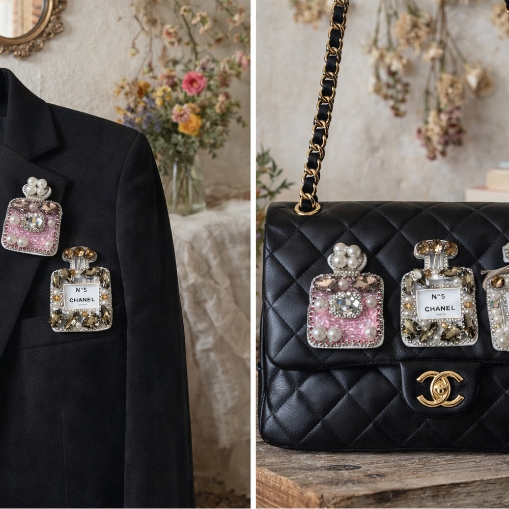 CC Embroidered Decorative Perfume Bottle Patches - Set of 3 - Picture 2 of 2
